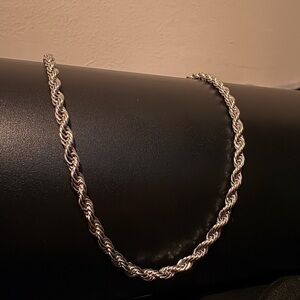 Twisted Silver Rope Chain Necklace